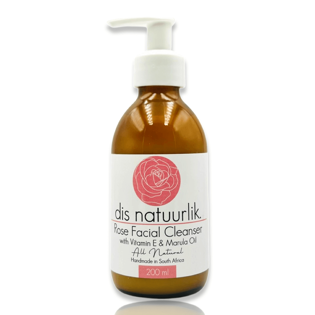 Rose facial cleanser made with natural ingredients such as Castile soap, Essential oil, vitamin e oil and marula oil